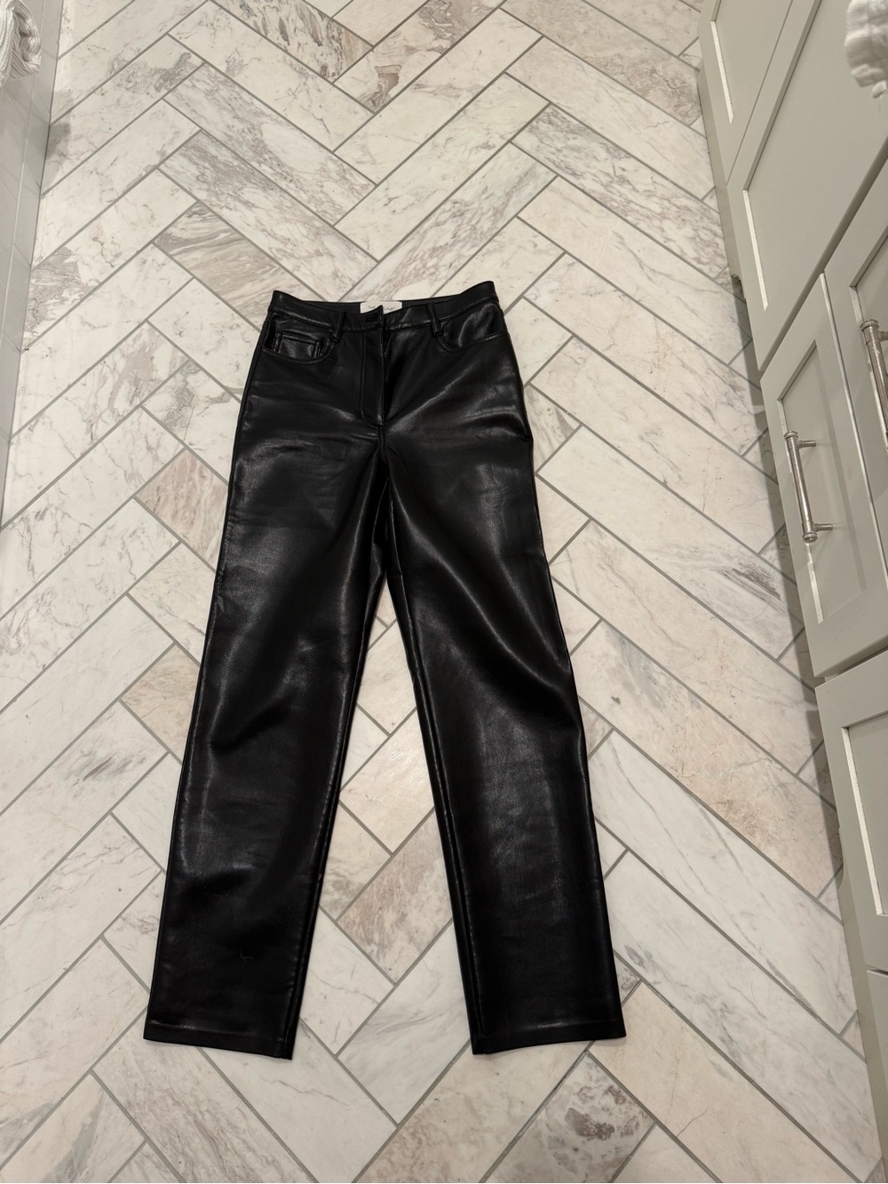 Wilfred Black Faux Leather Straight-Leg Jeans